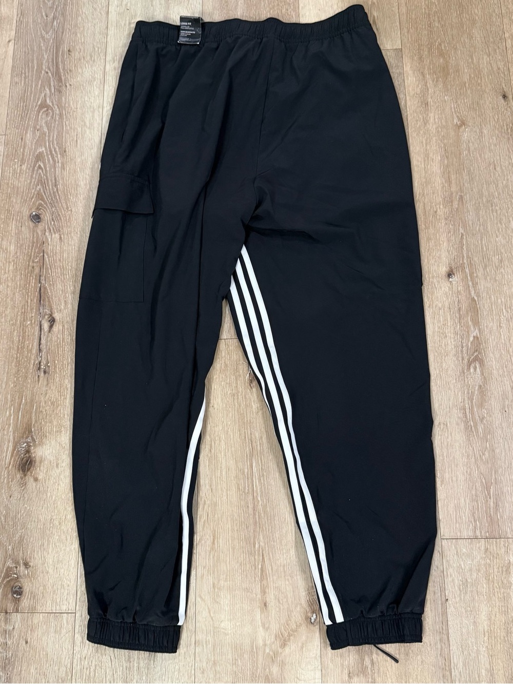 adidas Black Track Joggers with White Side Stripes - Picture 5 of 5